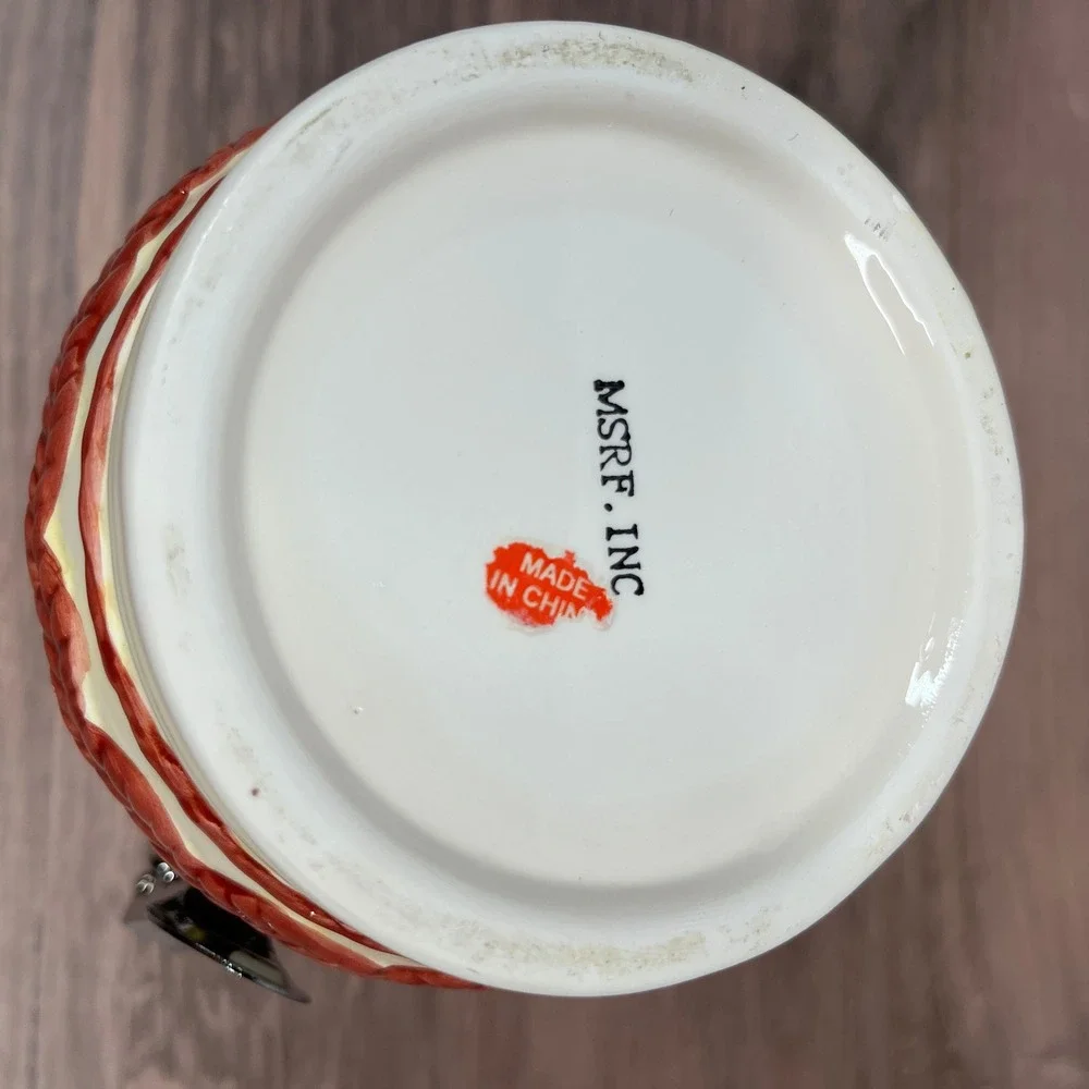 Vintage MSRF Ceramic Cream Colored Kitchen Canister Fruit Apples Pears Berries
